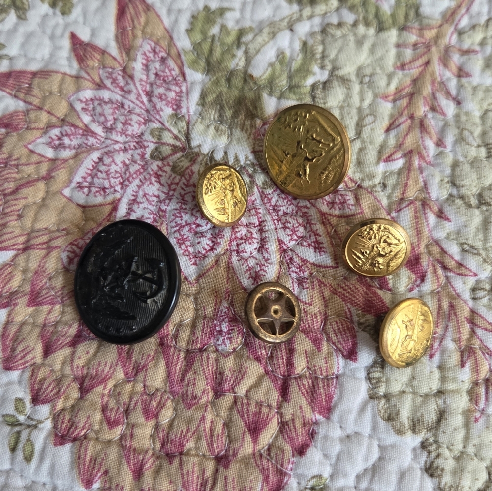 Military Gold and Black Decorative Buttons Vintage